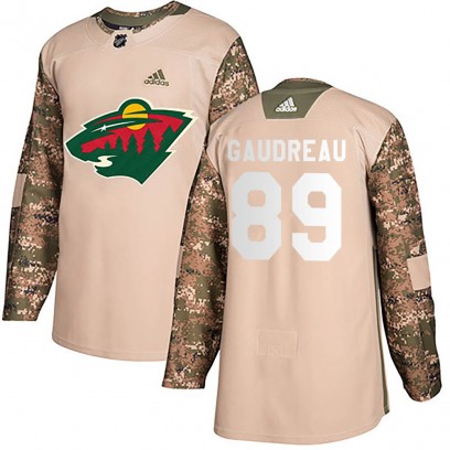Youth Authentic Minnesota Wild Frederick Gaudreau Adidas Veterans Day Practice Jersey - Camo