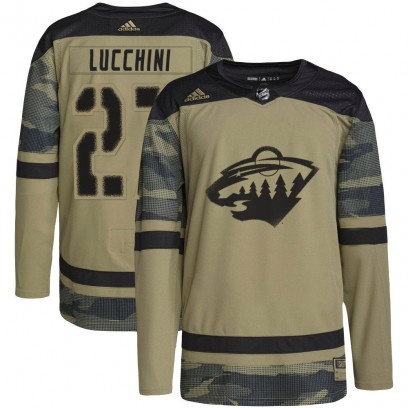 Youth Authentic Minnesota Wild Jacob Lucchini Adidas Military Appreciation Practice Jersey - Camo