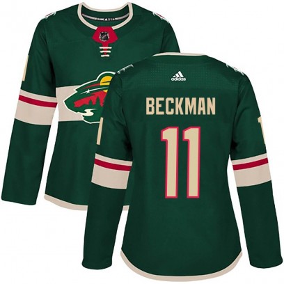 Women's Authentic Minnesota Wild Adam Beckman Adidas Home Jersey - Green
