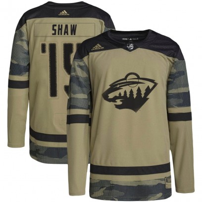 Men's Authentic Minnesota Wild Mason Shaw Adidas Military Appreciation Practice Jersey - Camo