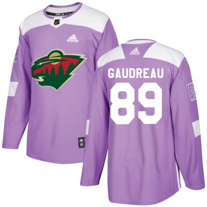Youth Authentic Minnesota Wild Frederick Gaudreau Adidas Fights Cancer Practice Jersey - Purple