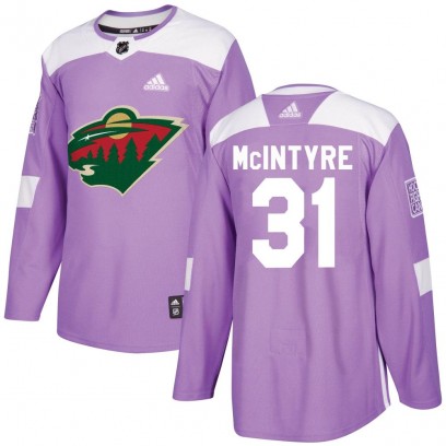 Youth Authentic Minnesota Wild Zane McIntyre Adidas Fights Cancer Practice Jersey - Purple
