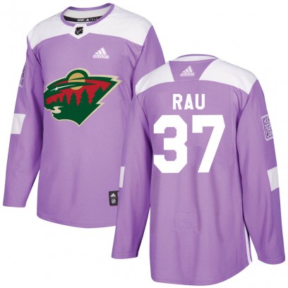 Youth Authentic Minnesota Wild Kyle Rau Adidas Fights Cancer Practice Jersey - Purple