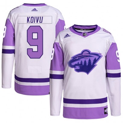 Men's Authentic Minnesota Wild Mikko Koivu Adidas Hockey Fights Cancer Primegreen Jersey - White/Purple