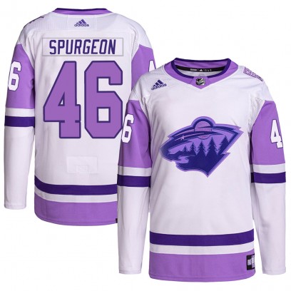 Men's Authentic Minnesota Wild Jared Spurgeon Adidas Hockey Fights Cancer Primegreen Jersey - White/Purple