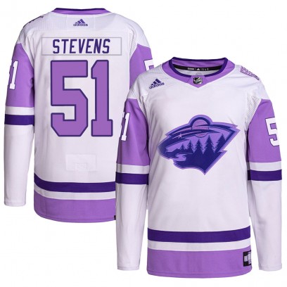Men's Authentic Minnesota Wild Nolan Stevens Adidas Hockey Fights Cancer Primegreen Jersey - White/Purple