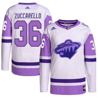 Men's Authentic Minnesota Wild Mats Zuccarello Adidas Hockey Fights Cancer Primegreen Jersey - White/Purple
