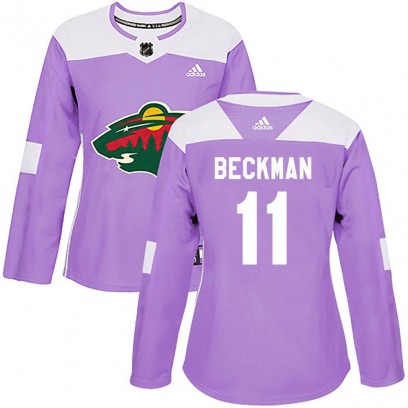 Women's Authentic Minnesota Wild Adam Beckman Adidas Fights Cancer Practice Jersey - Purple