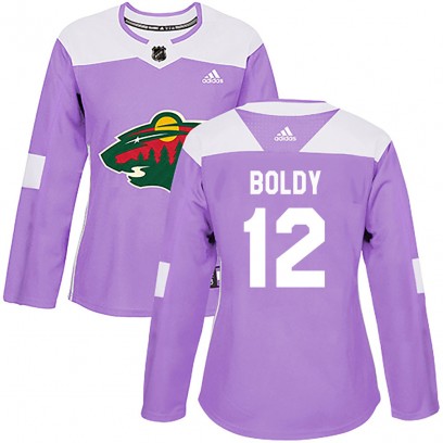 Women's Authentic Minnesota Wild Matt Boldy Adidas Fights Cancer Practice Jersey - Purple
