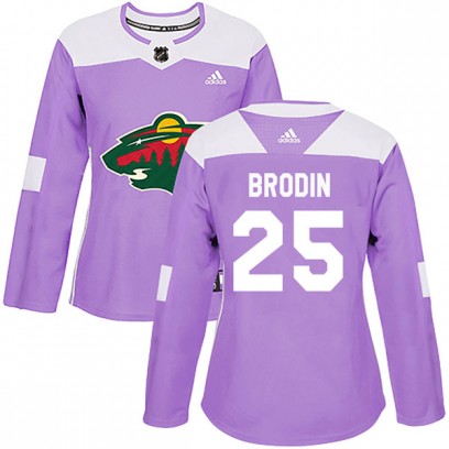 Women's Authentic Minnesota Wild Jonas Brodin Adidas Fights Cancer Practice Jersey - Purple