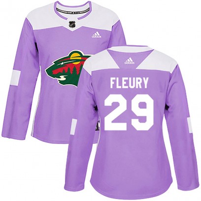 Women's Authentic Minnesota Wild Marc-Andre Fleury Adidas Fights Cancer Practice Jersey - Purple