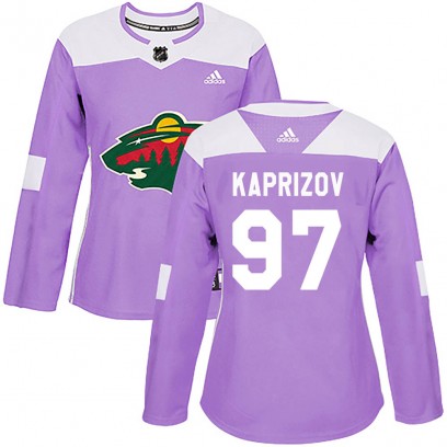 Women's Authentic Minnesota Wild Kirill Kaprizov Adidas Fights Cancer Practice Jersey - Purple