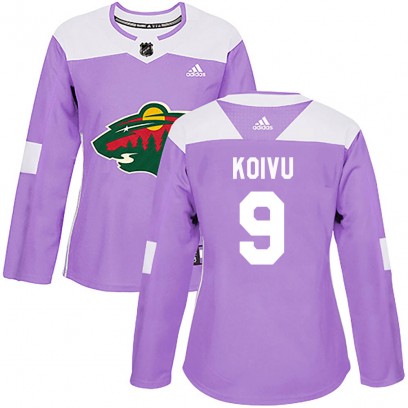 Women's Authentic Minnesota Wild Mikko Koivu Adidas Fights Cancer Practice Jersey - Purple