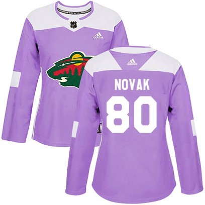 Women's Authentic Minnesota Wild Pavel Novak Adidas Fights Cancer Practice Jersey - Purple
