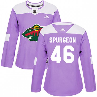 Women's Authentic Minnesota Wild Jared Spurgeon Adidas Fights Cancer Practice Jersey - Purple