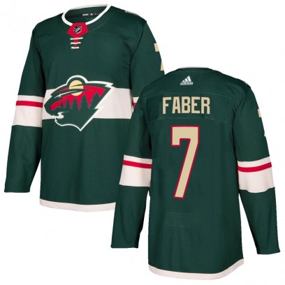 Youth Authentic Minnesota Wild Brock Faber Adidas Home Jersey - Green