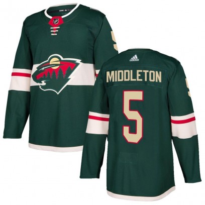 Youth Authentic Minnesota Wild Jake Middleton Adidas Home Jersey - Green