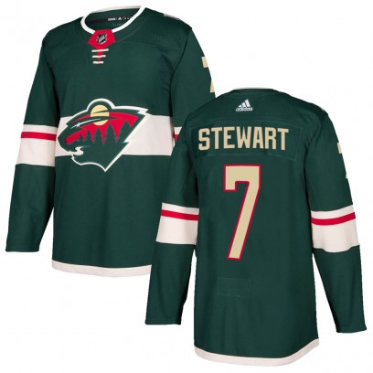 Men's Authentic Minnesota Wild Chris Stewart Adidas Home Jersey - Green
