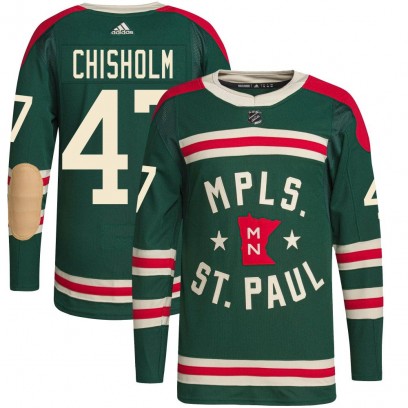 Youth Authentic Minnesota Wild Declan Chisholm Adidas 2022 Winter Classic Player Jersey - Green