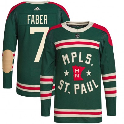 Youth Authentic Minnesota Wild Brock Faber Adidas 2022 Winter Classic Player Jersey - Green