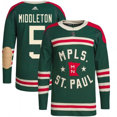 Youth Authentic Minnesota Wild Jake Middleton Adidas 2022 Winter Classic Player Jersey - Green