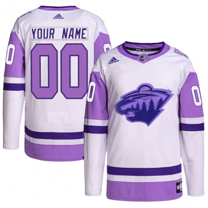 Youth Authentic Minnesota Wild Custom Adidas Custom Hockey Fights Cancer Primegreen Jersey - White/Purple