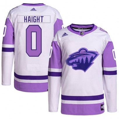 Youth Authentic Minnesota Wild Hunter Haight Adidas Hockey Fights Cancer Primegreen Jersey - White/Purple