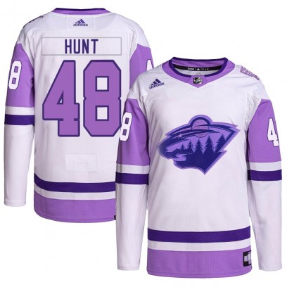 Youth Authentic Minnesota Wild Daemon Hunt Adidas Hockey Fights Cancer Primegreen Jersey - White/Purple