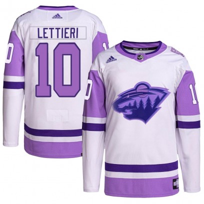 Youth Authentic Minnesota Wild Vinni Lettieri Adidas Hockey Fights Cancer Primegreen Jersey - White/Purple