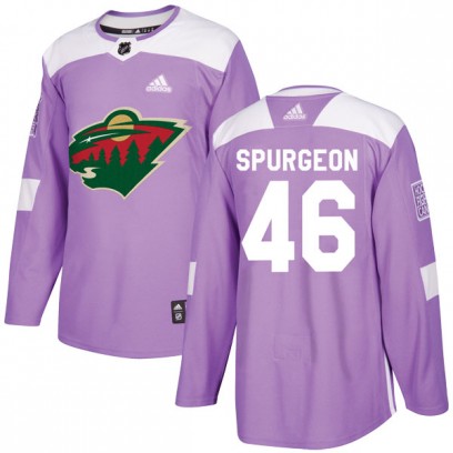 Men's Authentic Minnesota Wild Jared Spurgeon Adidas Fights Cancer Practice Jersey - Purple